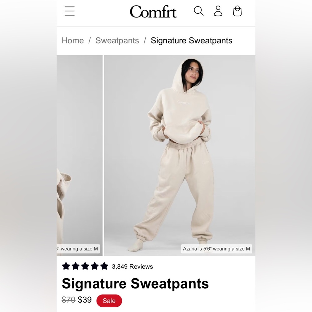 NEW Comfrt Signature Sweatpants. Color Bone